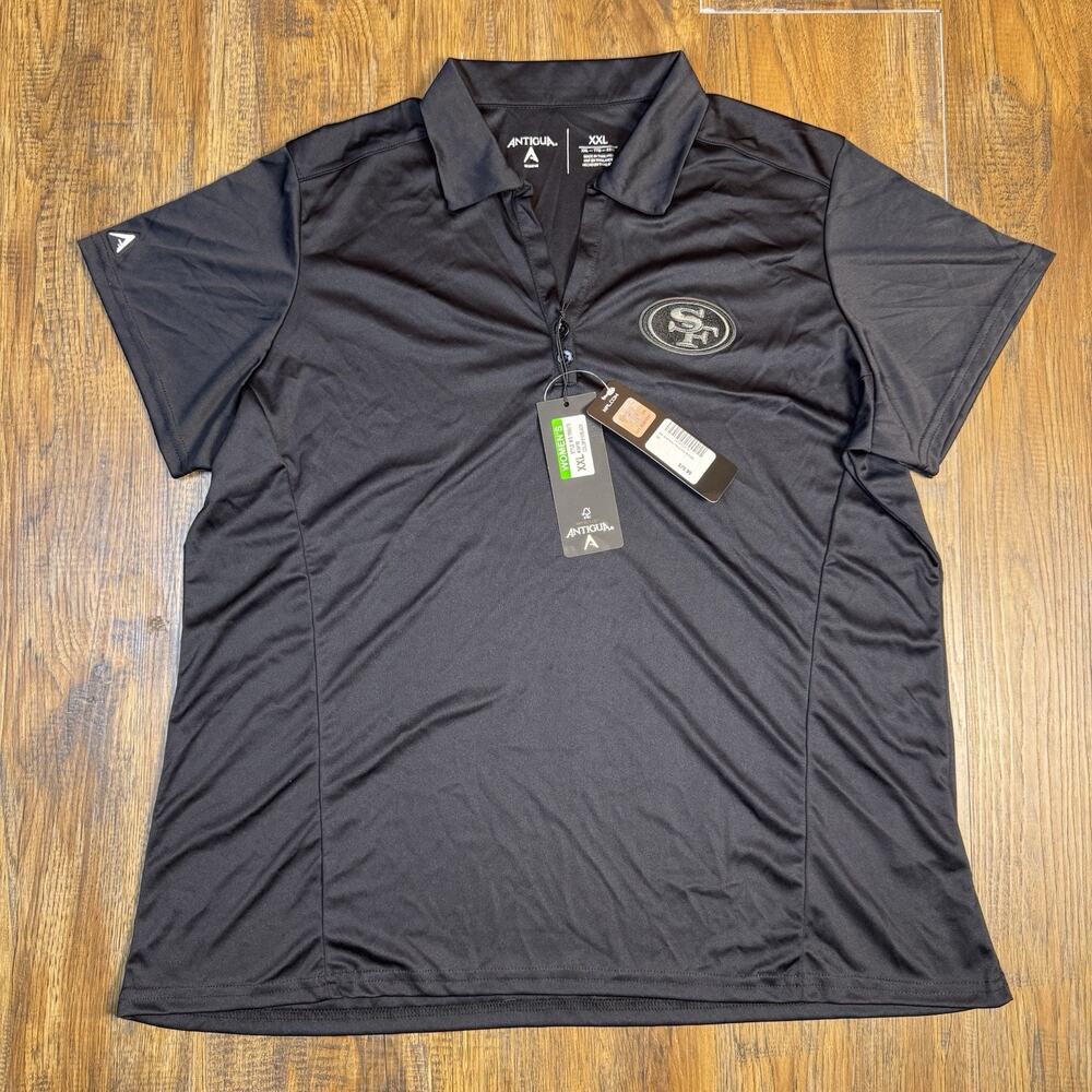 Antigua San Francisco 49ers Tribute Polo Shirt Womens 2XL Black NFL Football NWT